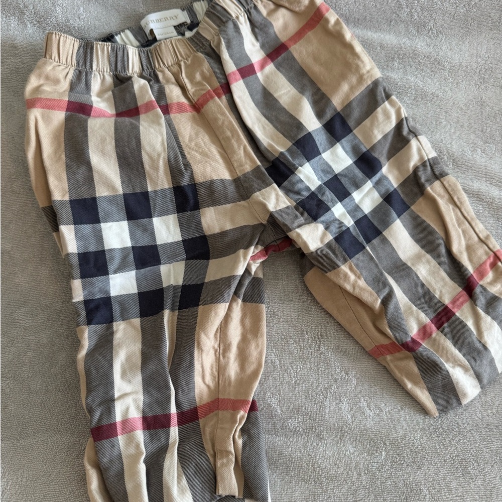 Burberry Beige and Black Checkered Trousers